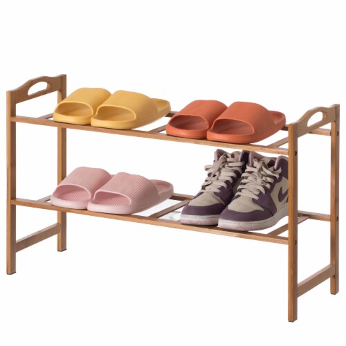 Bamboo Shoe Rack 2 Tier Stackable Shoe Shelf Free Standing Small Shoe Storage  Organizer for, 1 unit - Kroger