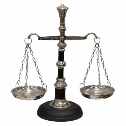 Vintiquewise QI004400 Vintage Decorative Scale Tray Unique Centerpiece Stand Black and Silver Perspective: front