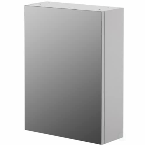 Wall Mount Bathroom Mirrored Storage Cabinet with Single Door 2 Adjustable Shelves Medicine Perspective: front