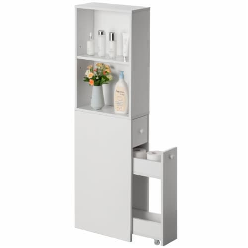 Basicwise Freestanding Narrow And Slim Design White Bathroom Storage Cabinet One Size King Soopers