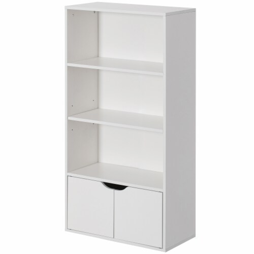 Basicwise 47 Inches Multi Purpose White 3 Tier Open Book Shelf And Bookcases Perspective: front
