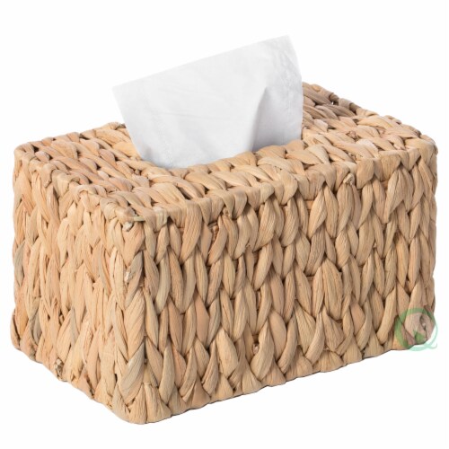 Water Hyacinth Wicker Rectangular Tissue Box Cover Rectangle Tall Perspective: front