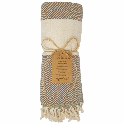Deerlux 100 Percent Cotton Turkish Bath Towel, 40 x 70 Diamond Peshtemal beige Perspective: front