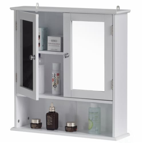 Mirror Wall Mounted Cabinet For the Bathroom and Vanity with Adjustable Shelves white Perspective: front