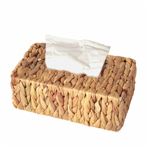 Water Hyacinth Wicker Rectangular Tissue Box Cover Rectangle Perspective: front