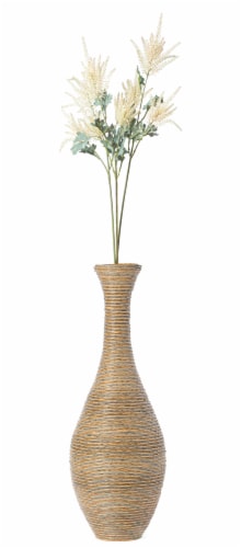 Tall Artificial Rattan Floor Vase in Elegant Beige - Statement Piece for Living Room Decor, 1 