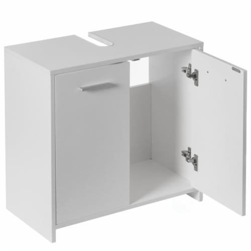 Sink Base Bathroom Vanity Cabinet 2-Door Organizer, Kitchen Storage Cabinet, White Perspective: front