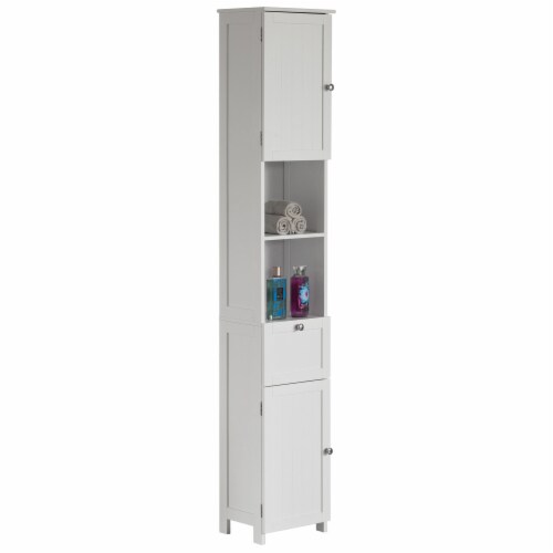 54 Tall Bathroom Linen 2-Tier Cabinet Shelf Storage Cupboard w/ Drawers,  Grey, 1 Unit - Kroger