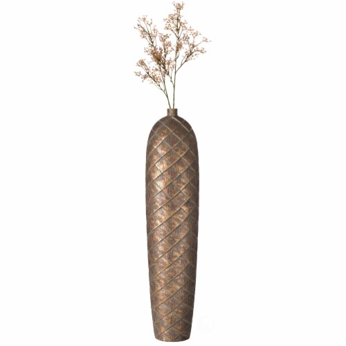 Tall Cylinder Antique Style Designed Floor Vase for Entryway Dining or Living Room, Ceramic Perspective: front