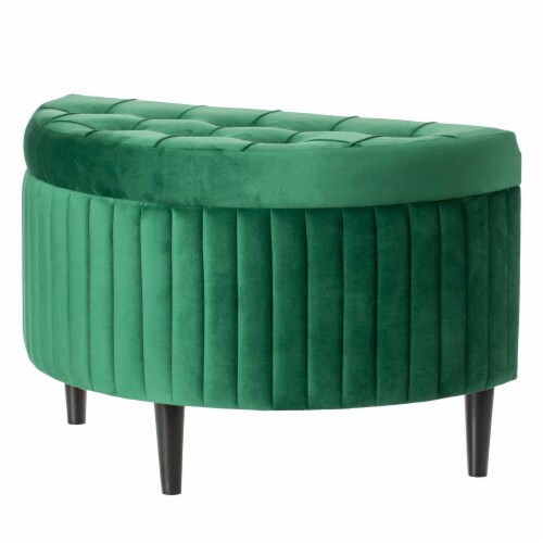 Fabulaxe Half Moon Modern Velvet Tufted Storage Ottoman Bench Green Product Name One Size Jay C Food Stores