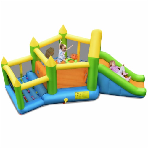 Inflatable Slide Bouncer Ball Pit Basketball Dart Game Without Blower Perspective: front