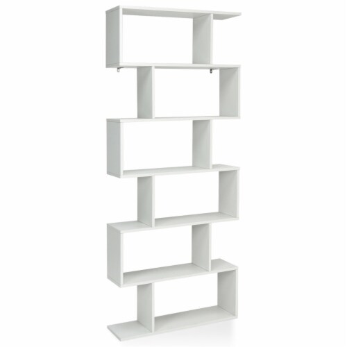 S shape shop bookcase white