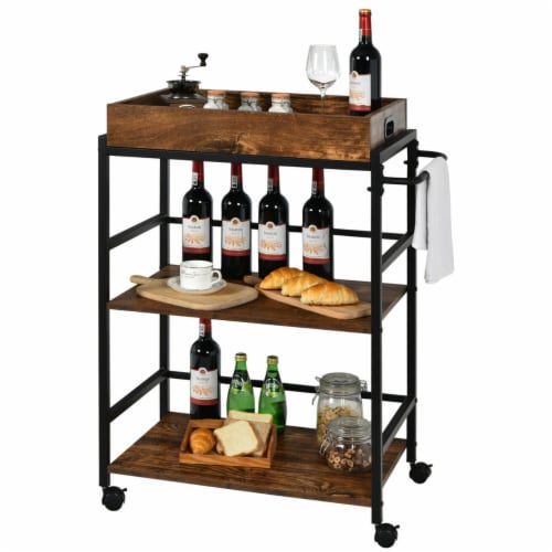 Bar cart serving shop tray