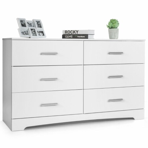 White 6 drawer shop double dresser
