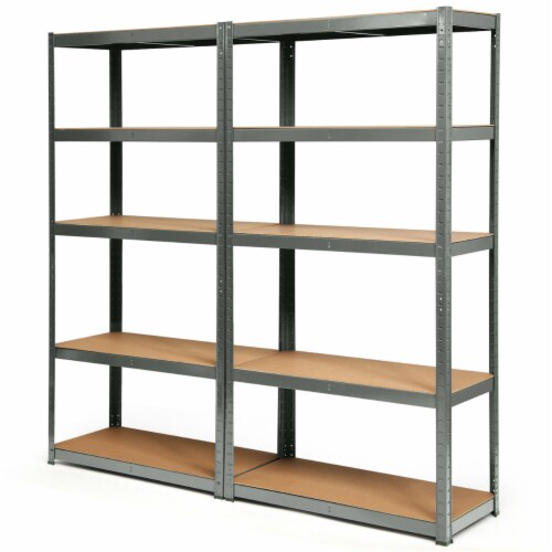 1/2/3/4PCS 72'' Metal 5-Tier Garage Storage Rack Shelf Adjustable Freestanding Gray 2 PCS Perspective: front