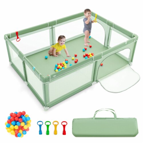 Gymax Baby Playpen Extra Large Safety Baby Fence w Ocean Balls