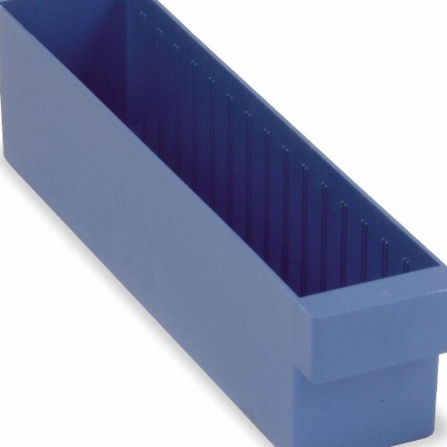 Quantum Storage Systems Drawer Bin,Blue,Polystyrene,4 5/8 in  QED604BL Perspective: front