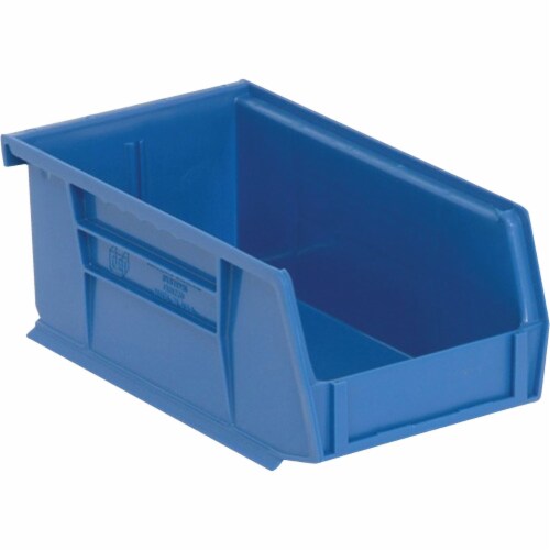 Quantum Storage Small Blue Stackable Parts Bin RQUS220BL-UPC Perspective: front