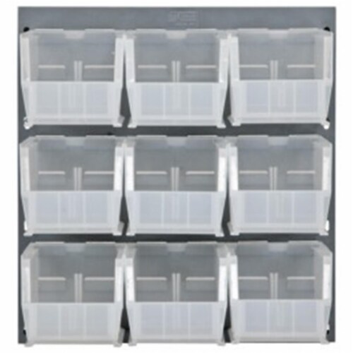 Quantum Storage QLP-1819-230-9CL 18 x 19 in. Louvered Panel with 16 Clear Bins Perspective: front