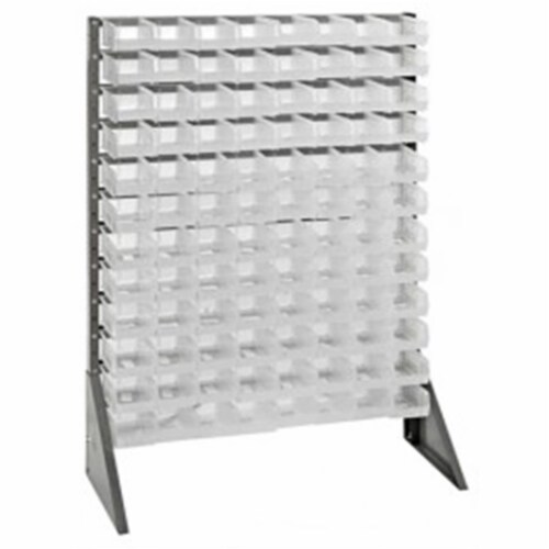 Quantum Storage QRU-12S-220-96CL Single Sided, 12 Rail Unit with 96 Plastic Storage Bins Perspective: front