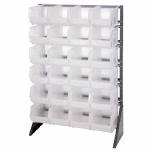 Quantum Storage QRU-12S-240-24CL Single Sided, 12 Rail Unit with 24 Plastic Storage Bins Perspective: front