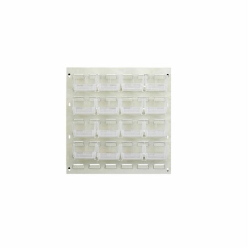 Quantum Storage QLP-1819HC-210-16CL 18 x 19 in. HC Louvered Panel with 16 Clear Bins Perspective: front