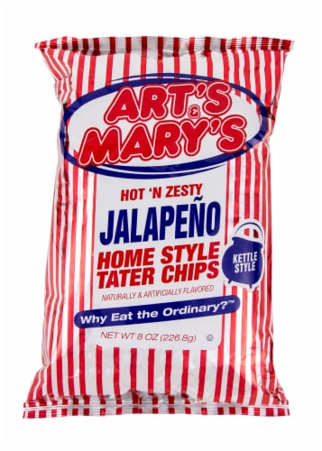 Art's & Mary's Hot N Zesty Jalapeno Potato Chips Perspective: front