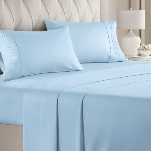 CGK Linens 4 Piece Microfiber Solid Sheet Set - Twin - Light Blue, Twin