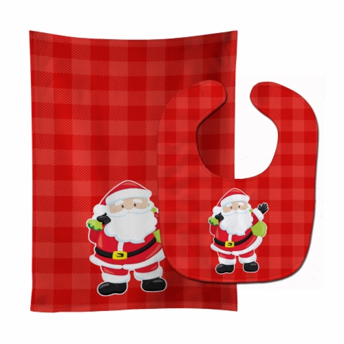 Carolines Treasures BB9017STBU Christmas Santa Claus No.1 Baby Bib & Burp Cloth Perspective: front