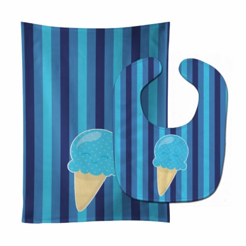 Carolines Treasures BB9062STBU Ice Cream Cone Blue Baby Bib & Burp Cloth Perspective: front