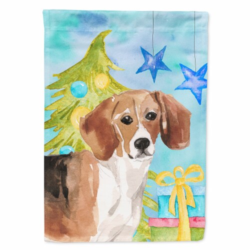 Carolines Treasures BB9404CHF Beagle Christmas House Flag Perspective: front
