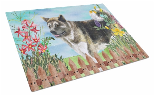 Carolines Treasures  CK1231LCB American Akita Spring Glass Cutting Board Large Perspective: front
