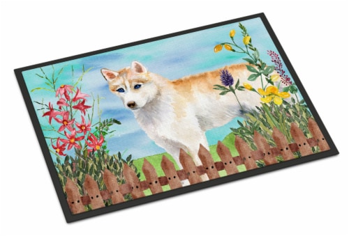Carolines Treasures CK1217MAT Siberian Husky Spring Doormat 18x27 Perspective: front