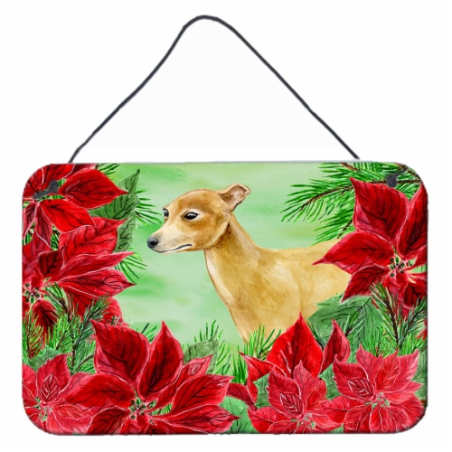 Carolines Treasures  CK1346DS812 Italian Greyhound Poinsettas Wall or Door Hangi Perspective: front