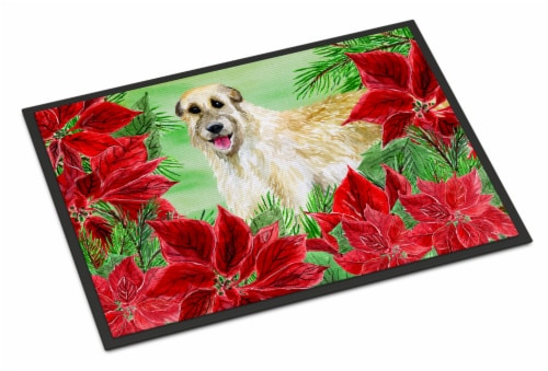 Carolines Treasures CK1318JMAT Irish Wolfhound Poinsettas Doormat 24x36 Perspective: front