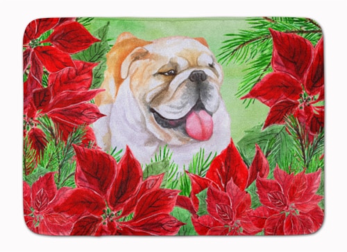 Carolines Treasures  CK1288RUG English Bulldog Poinsettas Machine Washable Memor Perspective: front