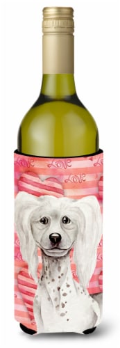 Carolines Treasures  CK1394LITERK Chinese Crested Love Wine Bottle Hugger Perspective: front