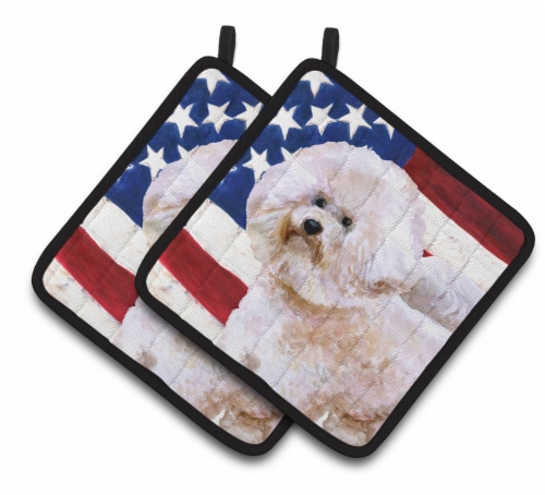 Carolines Treasures USA Patriotic Bichon Frise Pair of Pot Holders BB3345PTHD 7.5HX7.5W Multicolor 