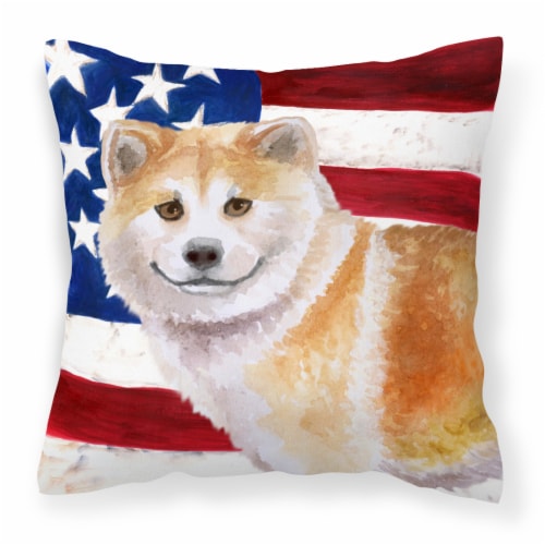 Carolines Treasures  BB9678PW1414 Shiba Inu Patriotic Fabric Decorative Pillow Perspective: front