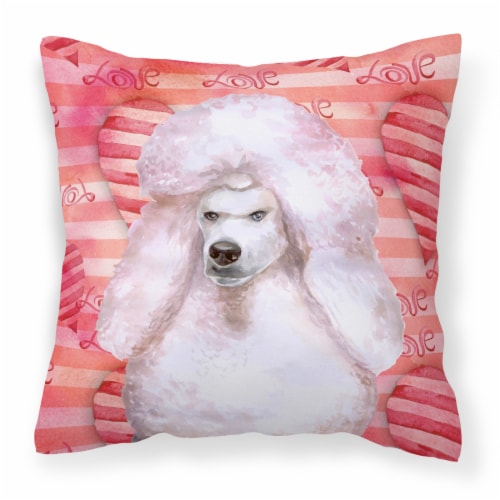 Carolines Treasures  BB9804PW1414 White Standard Poodle Love Fabric Decorative P Perspective: front