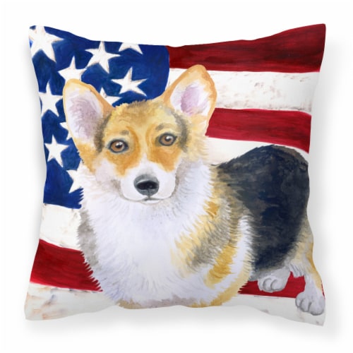 Carolines Treasures  BB9642PW1818 Pembroke Corgi Patriotic Fabric Decorative Pil Perspective: front