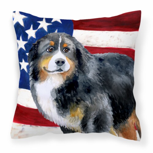 Bernese Mountain Dog Patriotic Fabric Decorative Pillow 18hx18w Qfc