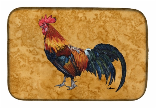 Carolines Treasures 8651DDM Rooster Dish Drying Mat Perspective: front