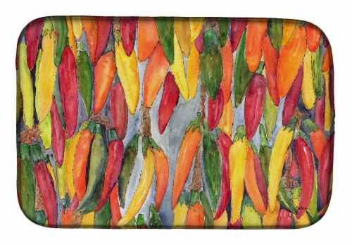 Carolines Treasures 8893DDM Hot Peppers Dish Drying Mat Perspective: front