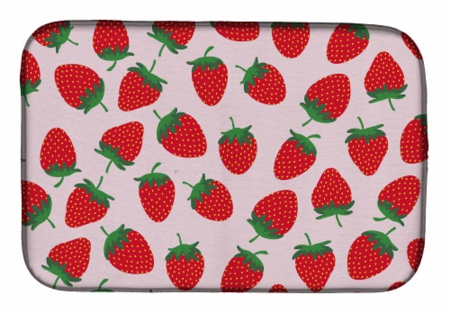 Carolines Treasures BB5146DDM Strawberries on Pink Dish Drying Mat Perspective: front