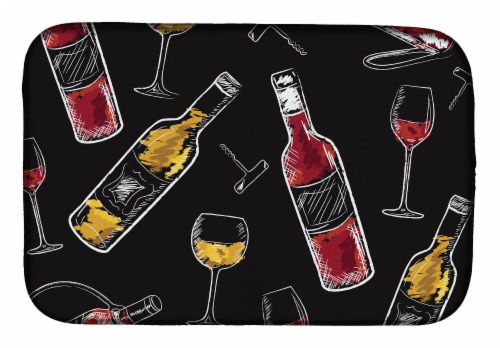 Carolines Treasures BB5197DDM Red and White Wine on Black Dish Drying Mat,  14 x 21 - Fry's Food Stores