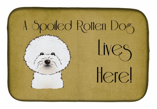 Carolines Treasures BB1465DDM Bichon Frise Spoiled Dog Lives Here Dish Drying M Perspective: front