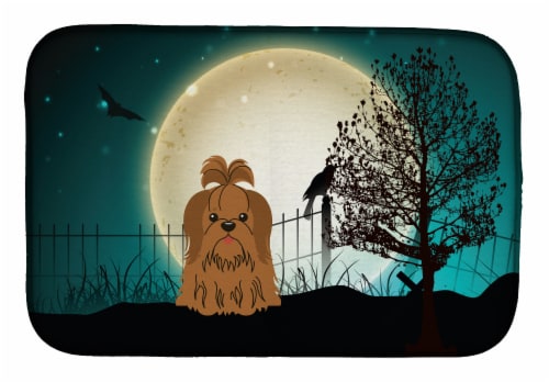 Absorbent Dish Drying Mat for Kitchen Counter Halloween Scary Shih Tzu Chocolate 14 x 21 Fry s Food Stores
