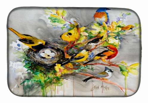 Carolines Treasures  JMK1024DDM Spring Birds Dish Drying Mat Perspective: front