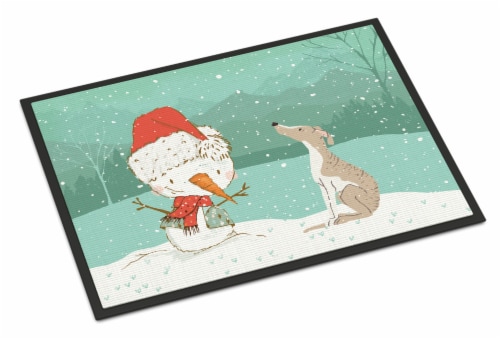 Carolines Treasures CK2079JMAT Whippet Snowman Christmas Doormat 24x36 Perspective: front